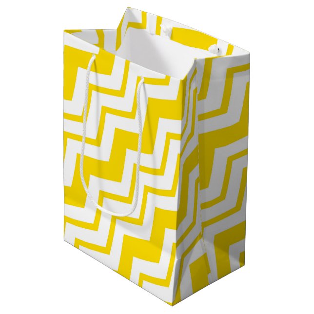 Gul vit Chevron sicksack mönsterdesign  (Framsidan Vinklad)