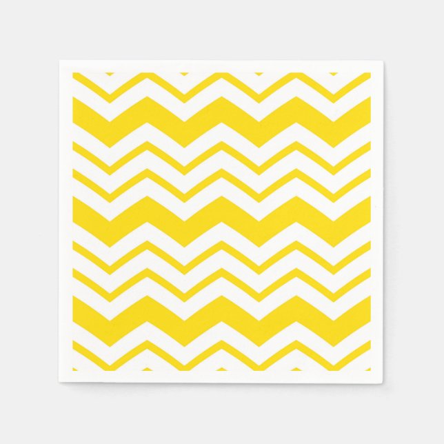 Gul vit Chevron sicksack mönsterdesign  Pappersservett (Framsidan)