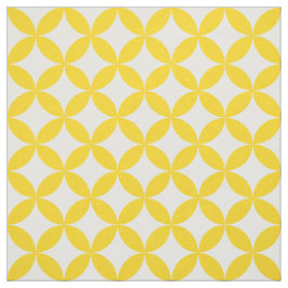 Gul vit cirklar och diamantmönster tyg