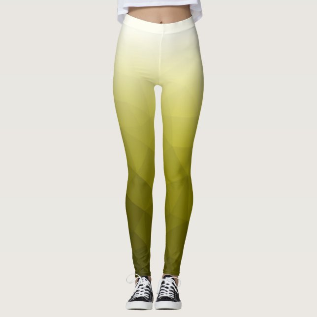 Gul vit gradient geometrisk nätmönster leggings (Framsida)