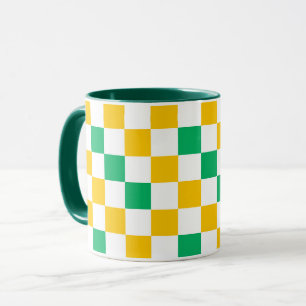 Gul Vit Grön Rutig Design Mugg