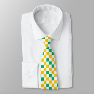 Gul Vit Grön Rutig Design Slips