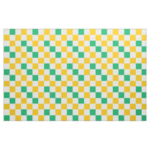 Gul Vit Grön Rutig Design Tyg