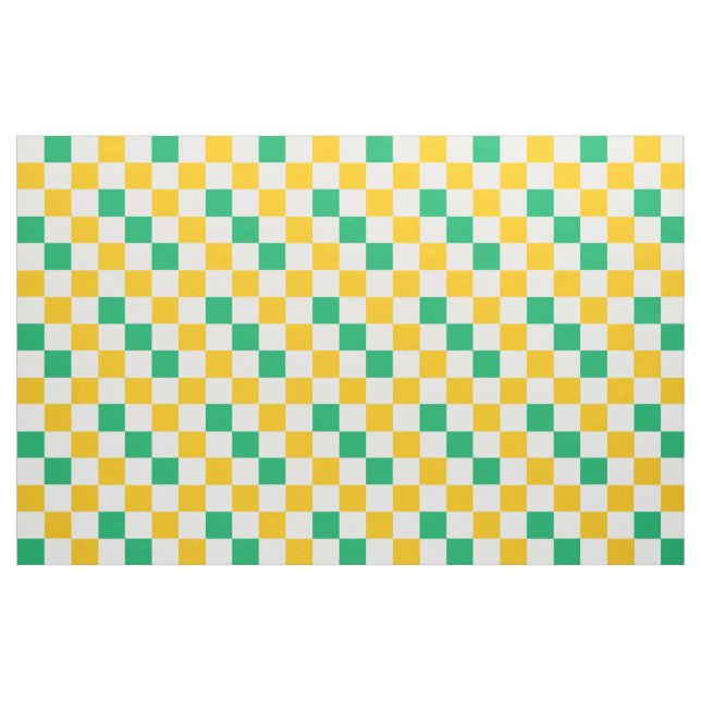 Gul Vit Grön Rutig Design Tyg (Fat Quarter)