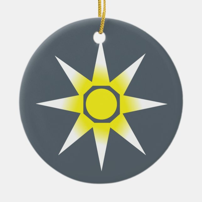 Gul Vit Magi Sol Produkt Julgransprydnad Keramik (Framsidan)