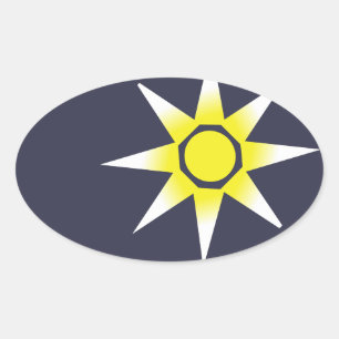 Gul Vit Magi Sol Produkt Ovalt Klistermärke