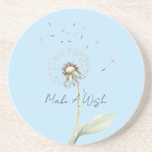 Gul vit maskros önskeblomma underlägg (Framsidan)