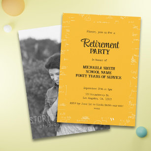 Gul Vit Matematiklärarens pensionsfestfoto Inbjudningar