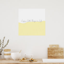 Gul & Vit 'Njut av livet'-citat Väggtryck Poster