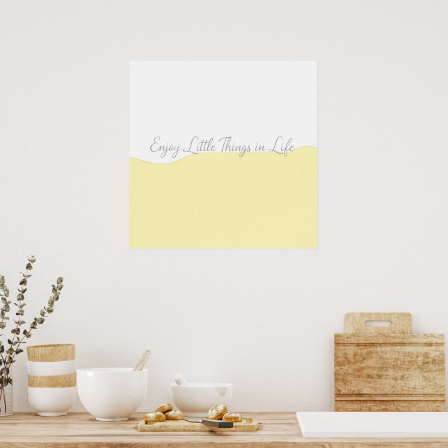 Gul & Vit 'Njut av livet'-citat Väggtryck Poster (Kök)