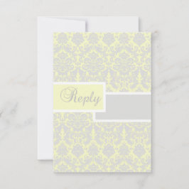 Gul, vit och grå Damask-svarskort Inbjudningar