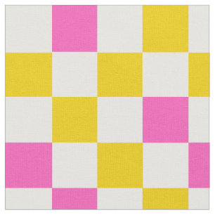 Gul Vit Rosa Rutig Design  Tyg