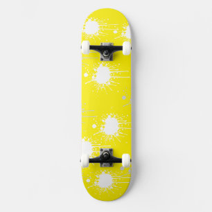 Gul Vit Rosenskift Abstrakt Skateboarddäck Mini Skateboard Bräda 18,5 Cm
