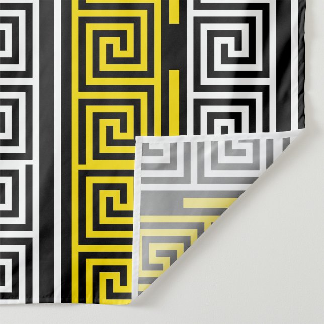 Gul Vit Svart Grekisk Nyckel Fret Mönster Design  Tyg (Skapare uppladdad)
