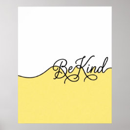Gul & Vit Vänlig Cursive Väggutskrift Poster