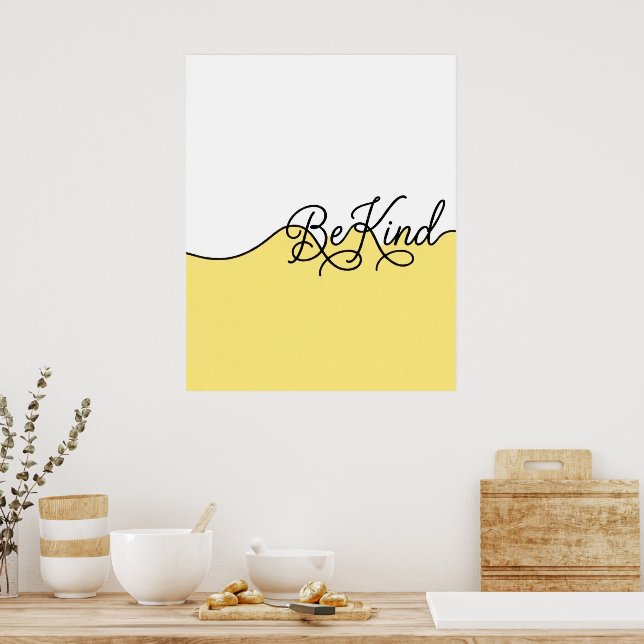 Gul & Vit Vänlig Cursive Väggutskrift Poster (Kök)