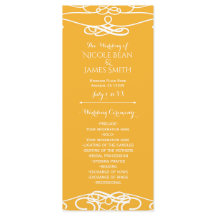 Gul & Vit Vintage Elegant Bröllopsprogram