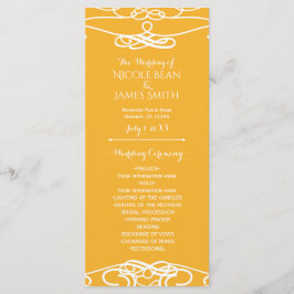 Gul & Vit Vintage Elegant Bröllopsprogram Program