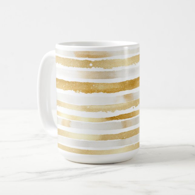Gul Vita Ränder  Kaffemugg (Framsida vänster)