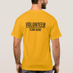 Gul volontär med beställnings- lagnamn tee shirt