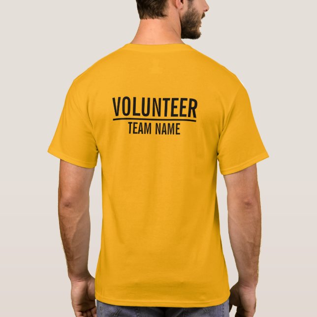 Gul volontär med beställnings- lagnamn tee shirt (Baksida)