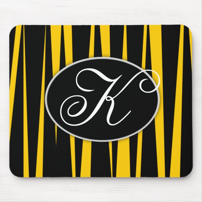 Gul zebra ränder Monogrammed Mousepads Musmatta (Framsidan)
