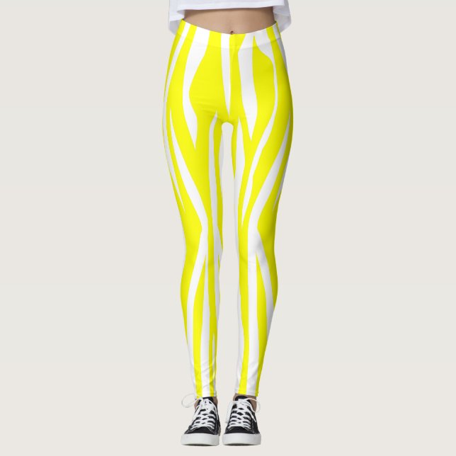 Gul zebra tryck leggings (Framsida)