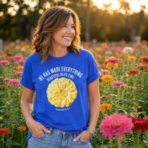 Gul Zinnia Bibelvers Blomma Tro T Shirt