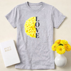 Gul Zinnia-blomma Blommig Kärlek Kristet T Shirt