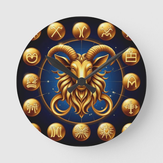 Gul Zodiak Stenbock Design Rund Klocka (Framsida)