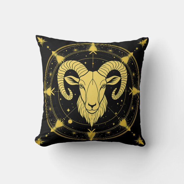 Gul Zodiakssymbol för Väduren Kudde (Framsida)