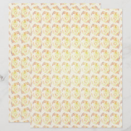 Gula Abstrakt Rosor Scrapbookpapper 2-Sidig Sida