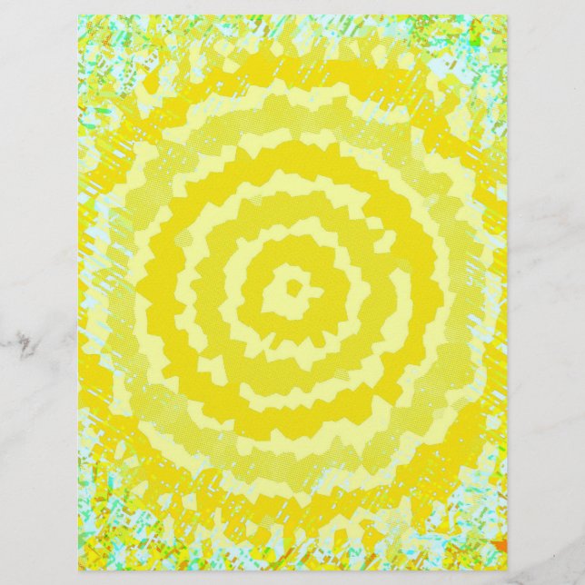 Gula abstrakta blomster bulk scrapbookpapper reklamblad (Framsidan)