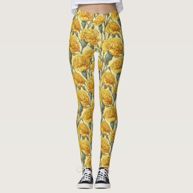 Gula aktiva kläder Nejlikskärmpresenter för Leggings (Framsida)