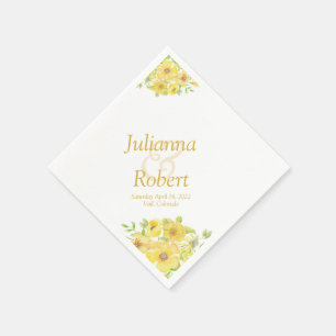 Gula akvarellblommiga servetter