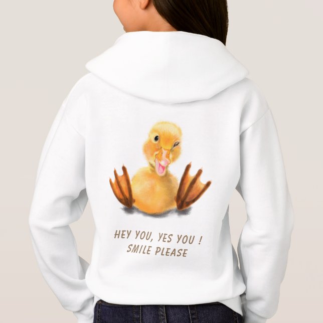 Gula Anka Hoodies Fängslande Text T Shirt (Baksida)