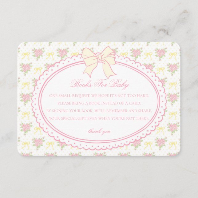 Gula antika blomsterböcker för baby inbjudan insat (Framsida)