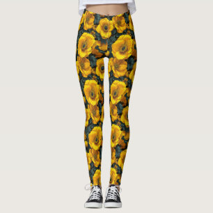 Gula arbetsanemoner förtrollar hemliga tomtepresen leggings