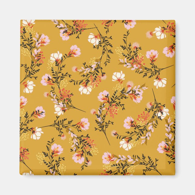 Gula bakgrundsblommor magnet (Framsidan)