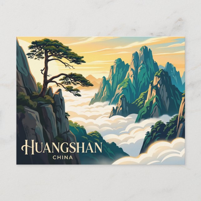 Gula bergen, Huangshan Kina Vykort (Framsida)