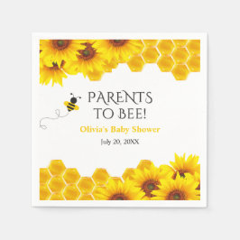 Gula bikakiga föräldrar till Bee Baby Shower Pappersservett