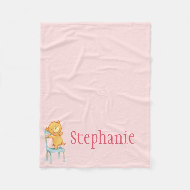 Gula björndanser och lekar på stol fleecefilt (Framsidan)