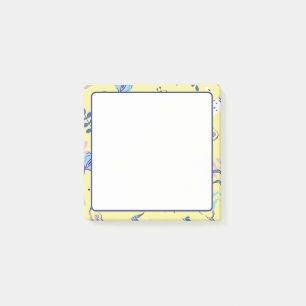 Gula blommiga mönstrade vardagliga Post-it-lappar Post-it Block