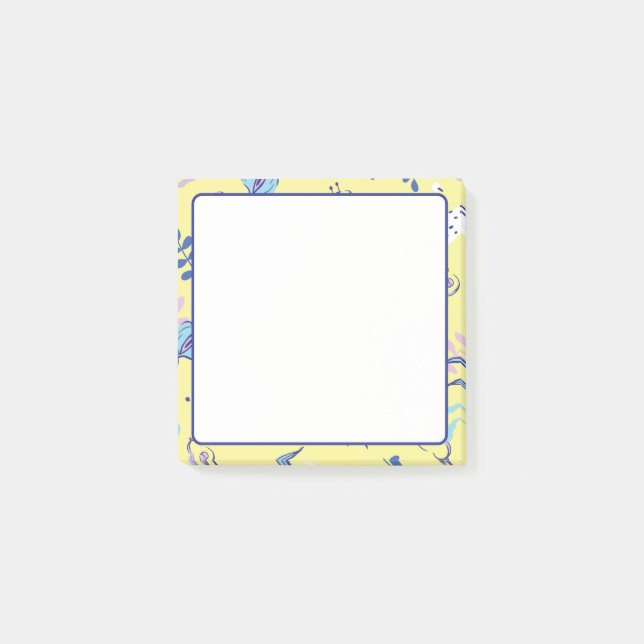 Gula blommiga mönstrade vardagliga Post-it-lappar Post-it Block (Framsida)