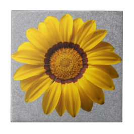 Gula blommor-Abstraktens grått-bakgrund, Kakelplatta
