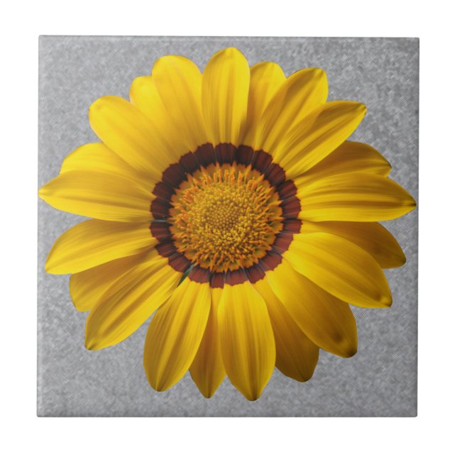 Gula blommor-Abstraktens grått-bakgrund, Kakelplatta (Framsidan)