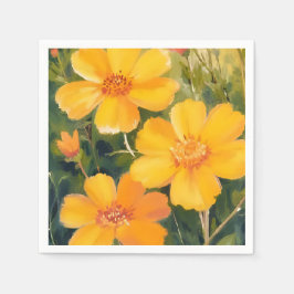 Gula blommor akvarell blomsterfält pappersservett