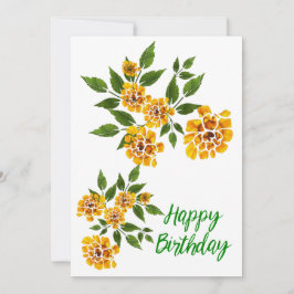 Gula blommor Birthday Greetings Julkort