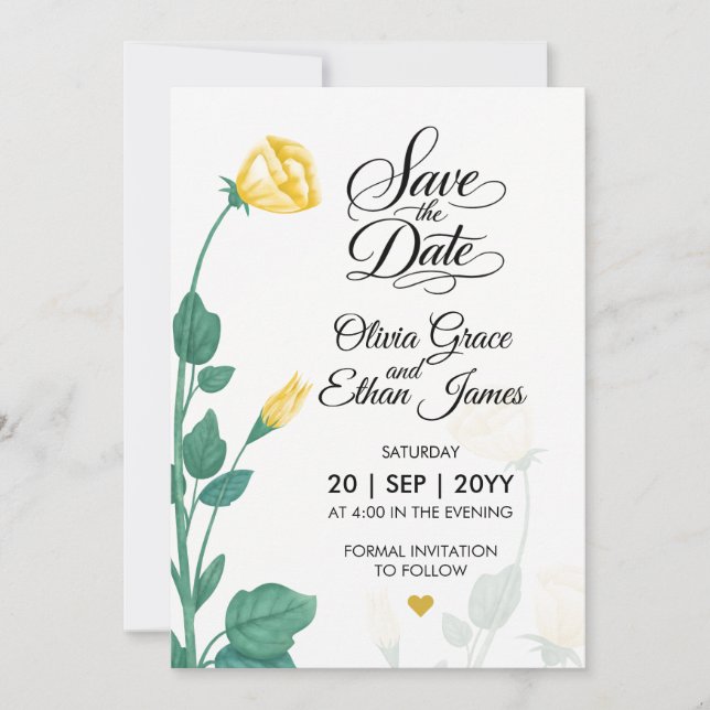 Gula Blommor Blommig Design  Spara Datumet (Framsida)