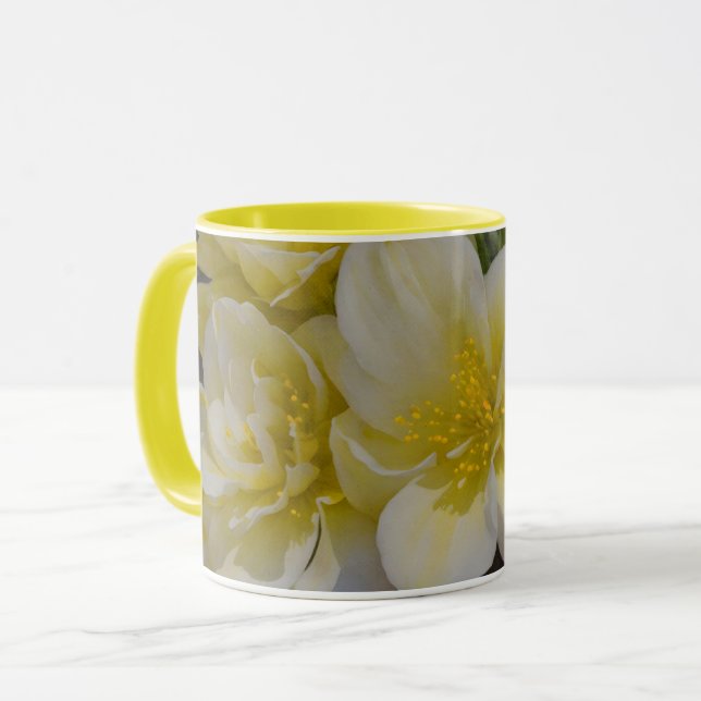 Gula blommor Blommigt Art Mugg Kopp (Framsida vänster)